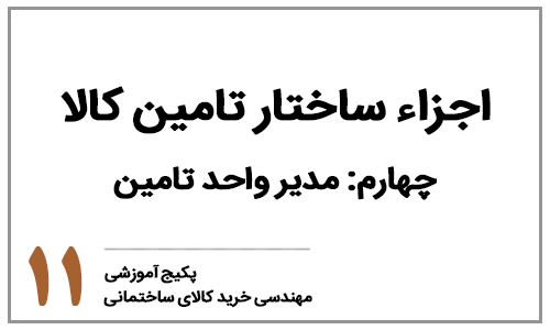 خرید کالای ساختمانی - بخش یازدهم: اجزاء ساختار تامین کالای ساختمانی - مدیر واحد تامین